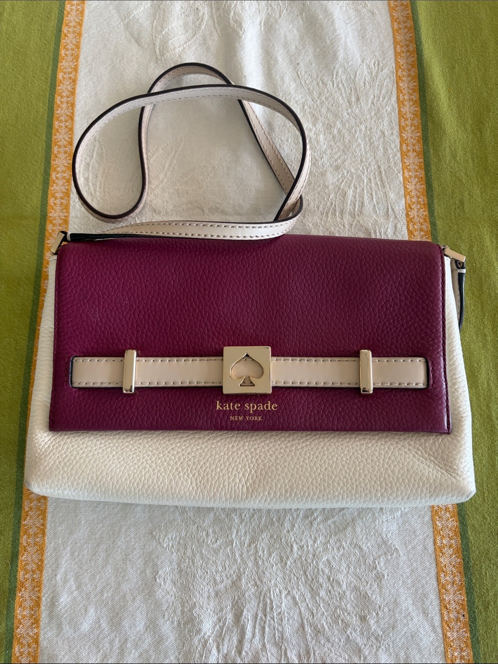 Kate Spade Two-Tone Plum and White Crossbody Shoulder Bag